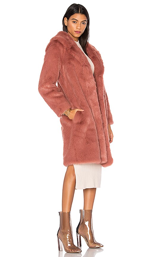 LPA Faux Fur Coat 111 in Deep Mauve 