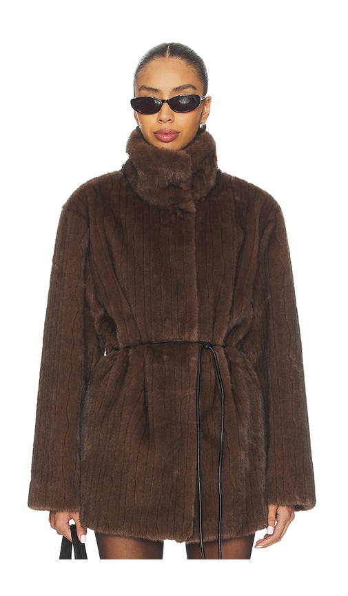 Lpa Maria Faux Fur Coat In Brown