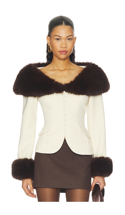 Elmira Faux Fur Jacket by LPA in Beige