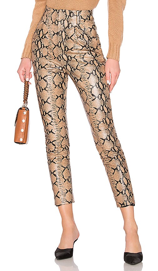 snake print leather pants