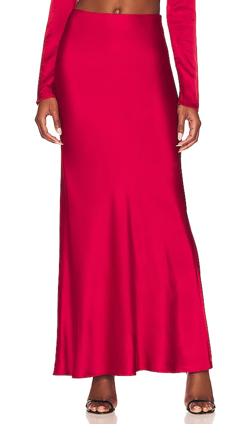 LPA Preston Column Maxi Skirt in Red