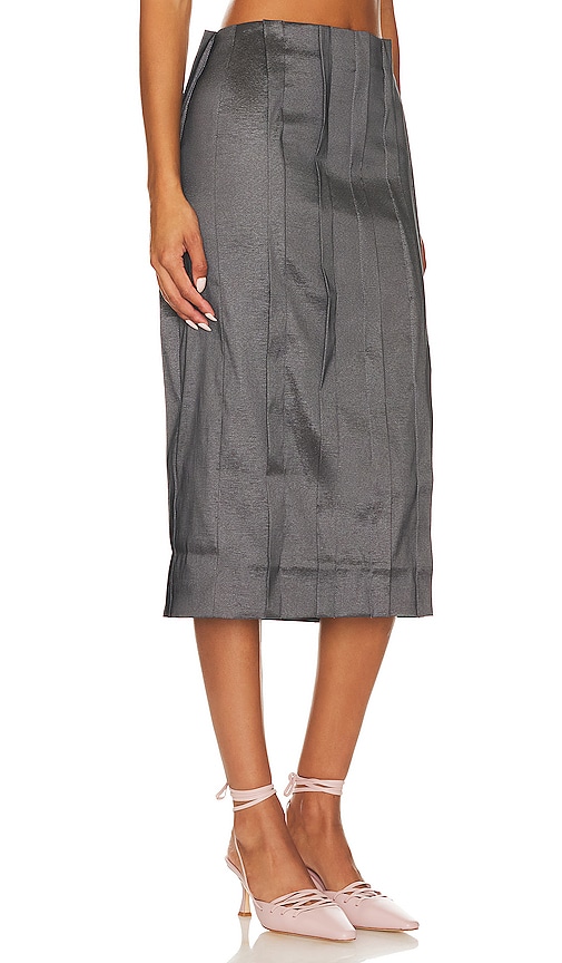 Shop Lpa Delfina Midi Skirt In Charcoal