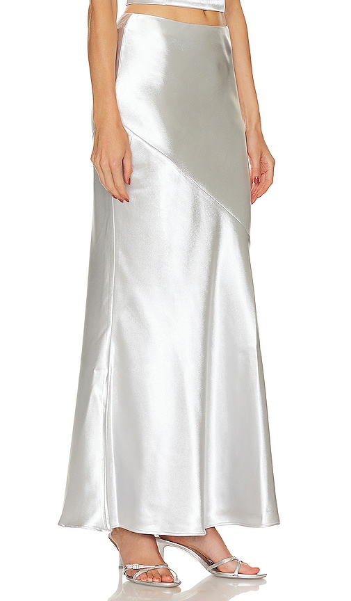 Shop Lpa Amalia Maxi Skirt In Metallic Silver