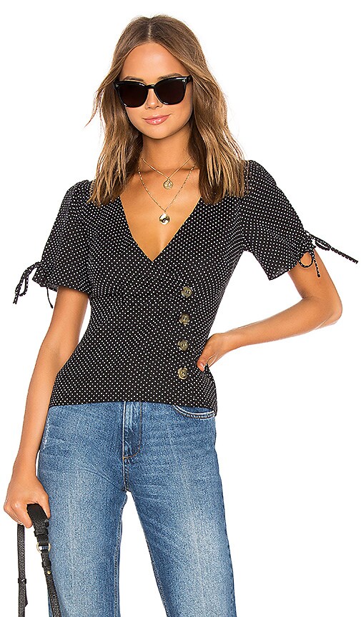 Fitted Button Up Top With Puff Sleeves