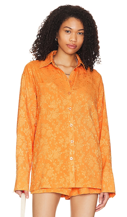 Shop Lpa Robin Relaxed Button Down Shirt In Tangerine