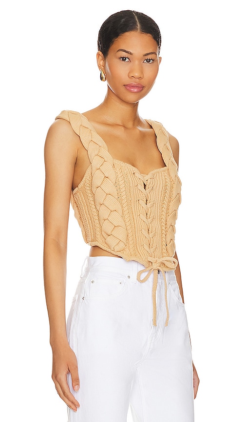 Shop Lpa Taylie Cable Corset In Tan