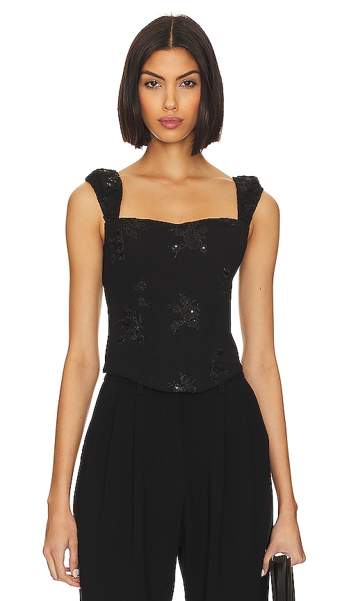 Cocona Black Bustier Corset Top w/ Lace Up Back