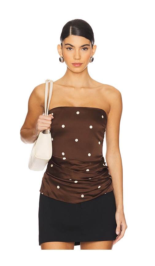 Shop Lpa Luisa Top In Brown & Cream Dot