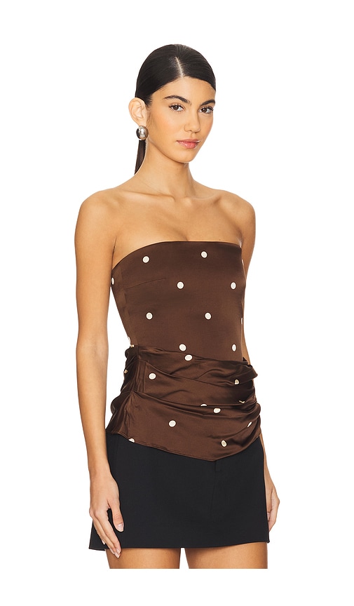 Shop Lpa Luisa Top In Brown & Cream Dot