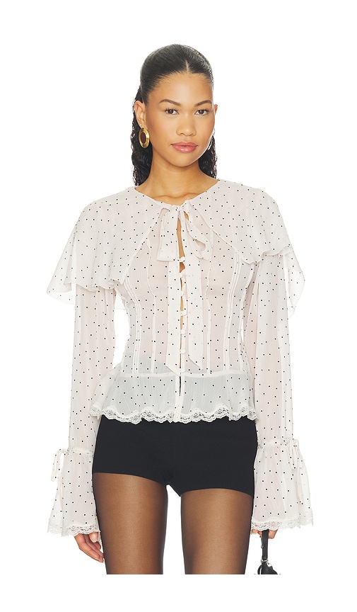 Elise Blouse by LPA in Cream Black Dot
