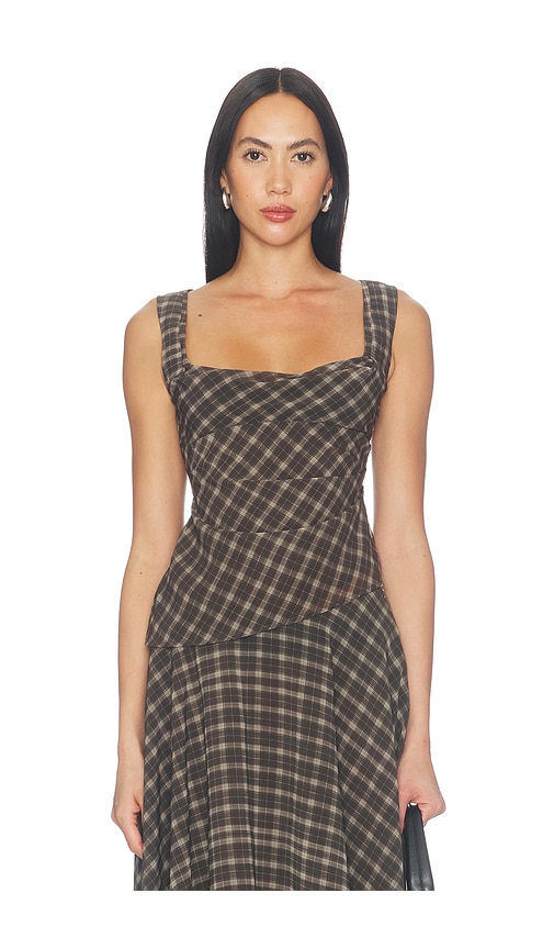 Velora Top by LPA in Moss Brown Plaid