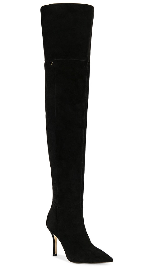 Shop Larroude Kate Over The Knee Boot In Black Suede