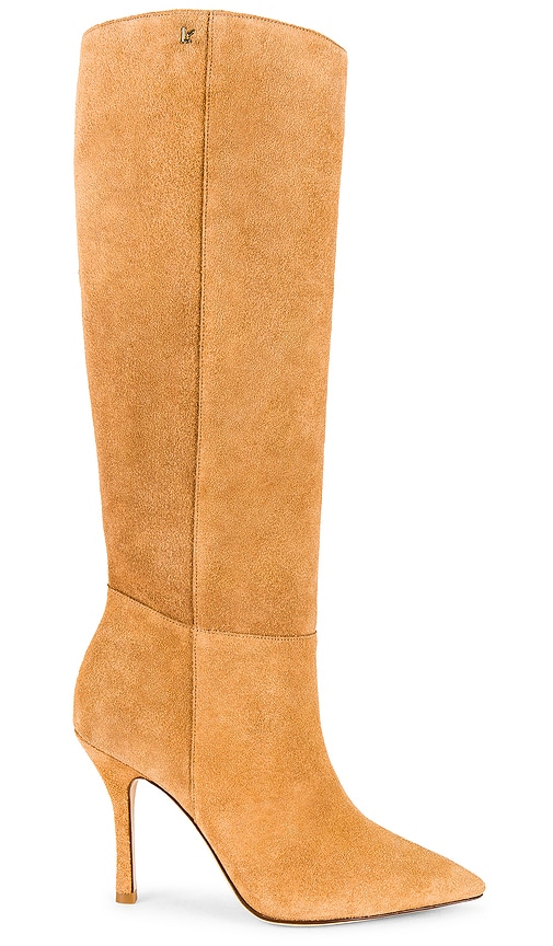 Larroude Kate Pointed Toe Knee High Boot In Toasted