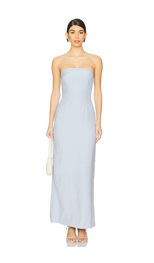 La Porte Romy Strapless Panel Back Dress In 羊绒蓝