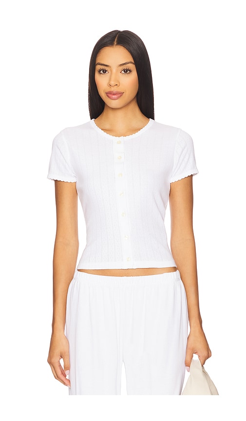 Pointelle Short Sleeve Cardigan in . - size L (also in M, S, XS) - LESET - Modalova