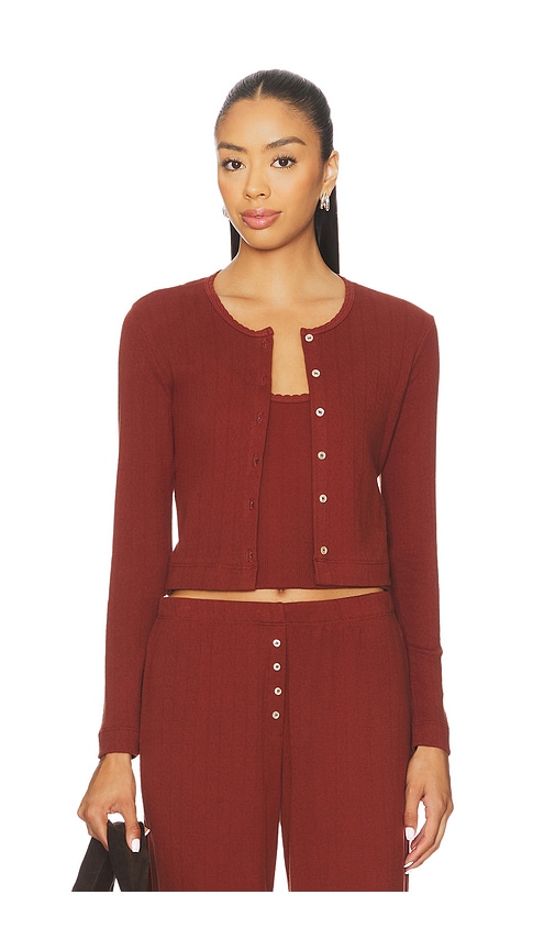 LESET Pointelle Crop Cardigan