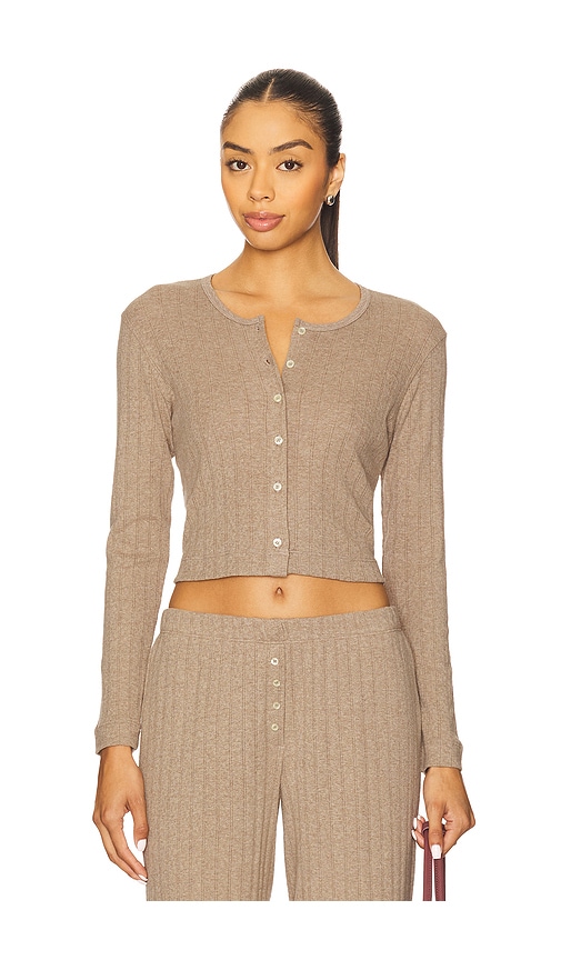 Leset Pointelle Crop Cardigan In Multi