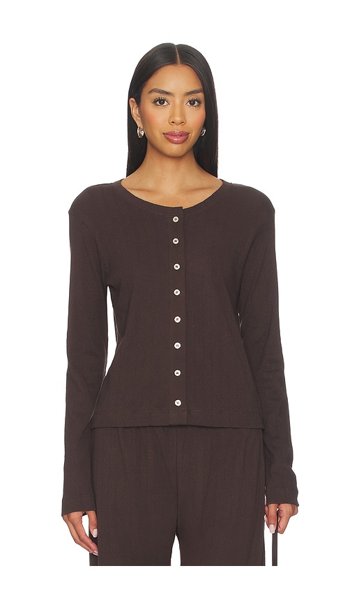 LESET Pointelle Classic Crew Cardigan