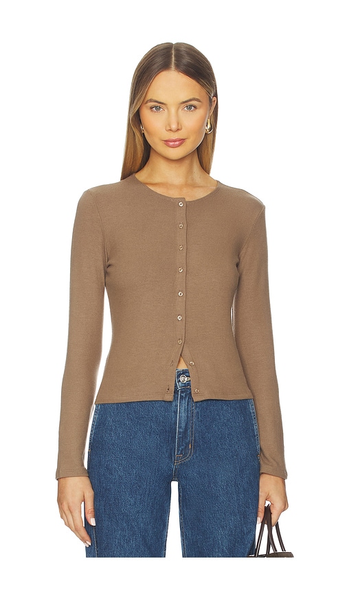 Leset Lauren Classic Cardigan In Brown