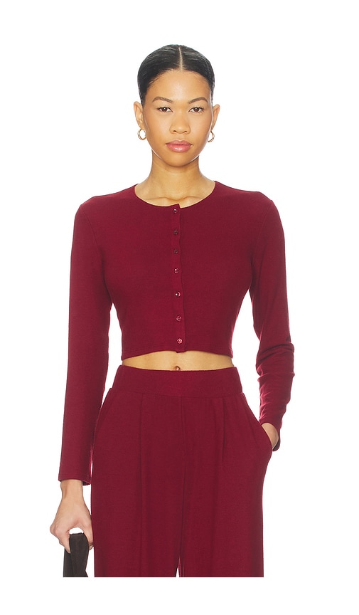 Leset Lauren Crop Cardigan Ii In Burgundy