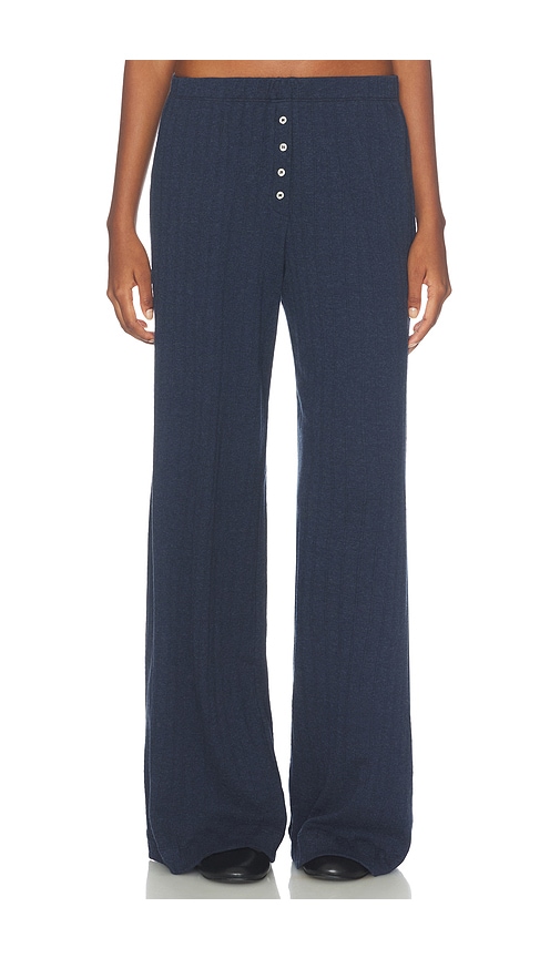 LESET Pointelle Boxer Pant in Midnight Melange in Navy. - size L (also in M, S, XL, XS)