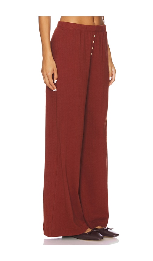 Leset Boxer Pointelle-knit Cotton Wide-leg Pants In Brown