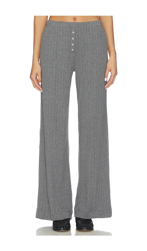 Leset Pointelle Cotton Wide-leg Pants In Gray