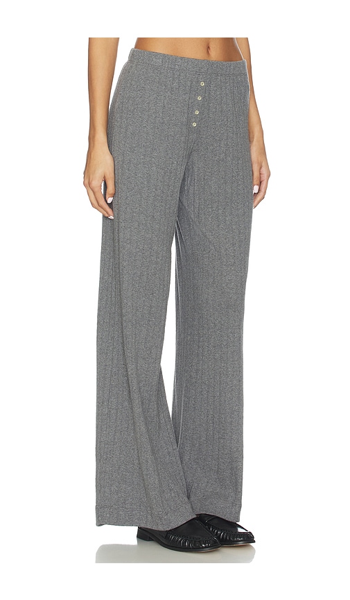 Leset Pointelle Cotton Wide-leg Pants In Gray