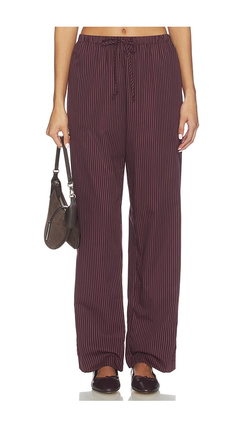 Leset Yoshi Striped Cotton-blend Drawstring Pants In Burgundy