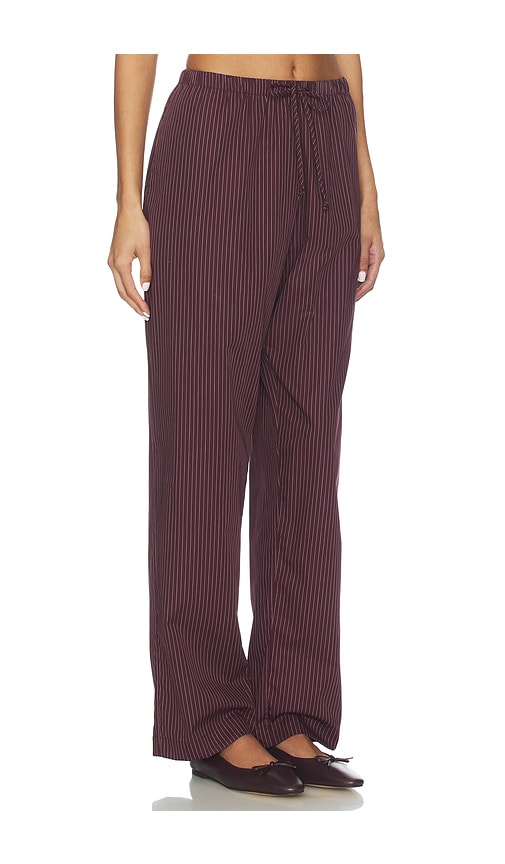 Leset Yoshi Striped Cotton-blend Drawstring Pants In Burgundy