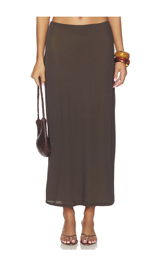 LESET Milo Midi Skirt in Brown. - size L (also in M, S, XS)