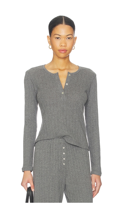 LESET Pointelle Long Sleeve Henley