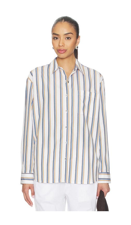 Leset Yoshi Stripe Classic Oversized Button Down In White
