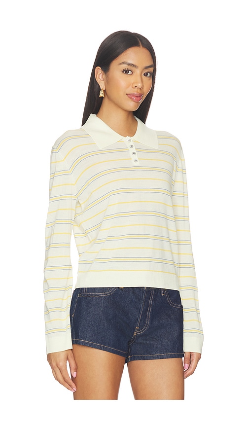 Leset James Stripe Polo In Neutral