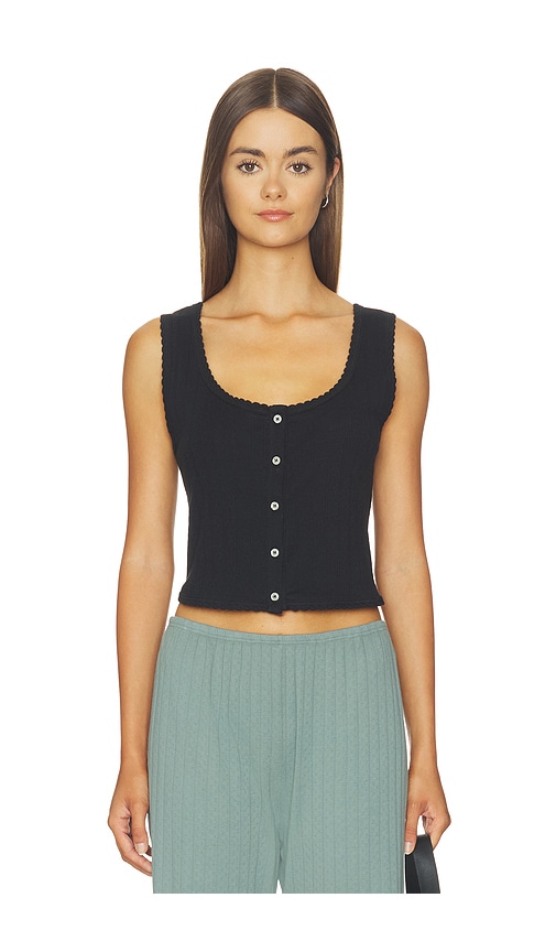LESET Pointelle Button Down Tank en Black Taille L Also en XS S M XL 110 €