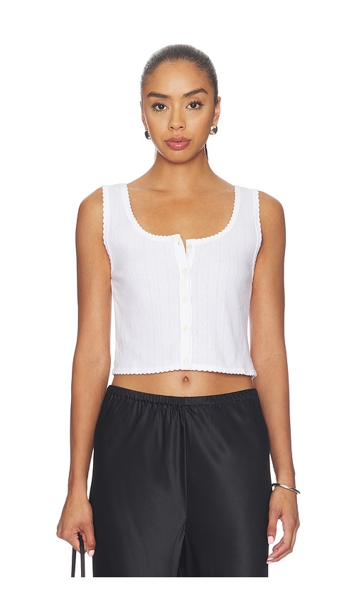 Leset Pointelle Button Down Tank In White