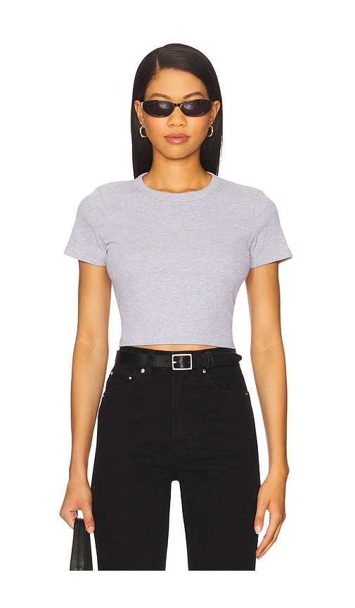 Kelly Crop Slim Fit Tee in Grey. - size XL (also in L, M, S, XS)