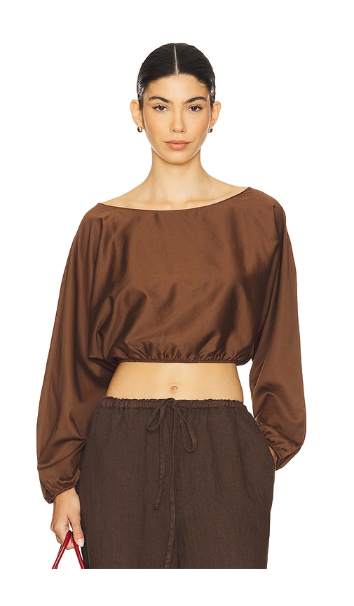 Yoko Blouson Top in Chocolate. - size XL (also in L, M, S, XS)