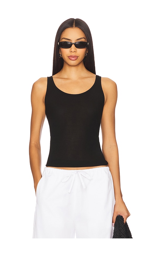 Rozzi Scoop Neck Tank Top in Black. - size S (also in L, M, XS)