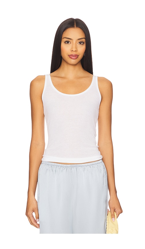 Rozzi Scoop Neck Tank Top in White. - size S (also in L, M, XS)