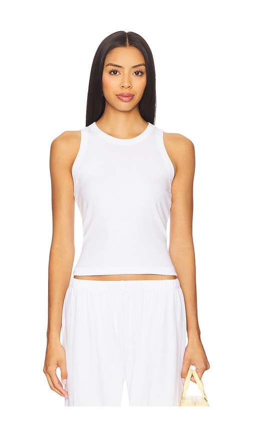 Nando High Neck Tank Top in White. - size XL (also in L, M)