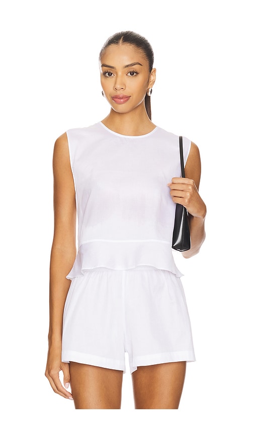 Yoko Peplum Top in White. - size XS (also in L, M, S, XL)