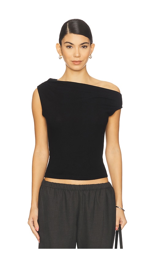 LESET Lauren Ruched Asymmetrical Shoulder Top