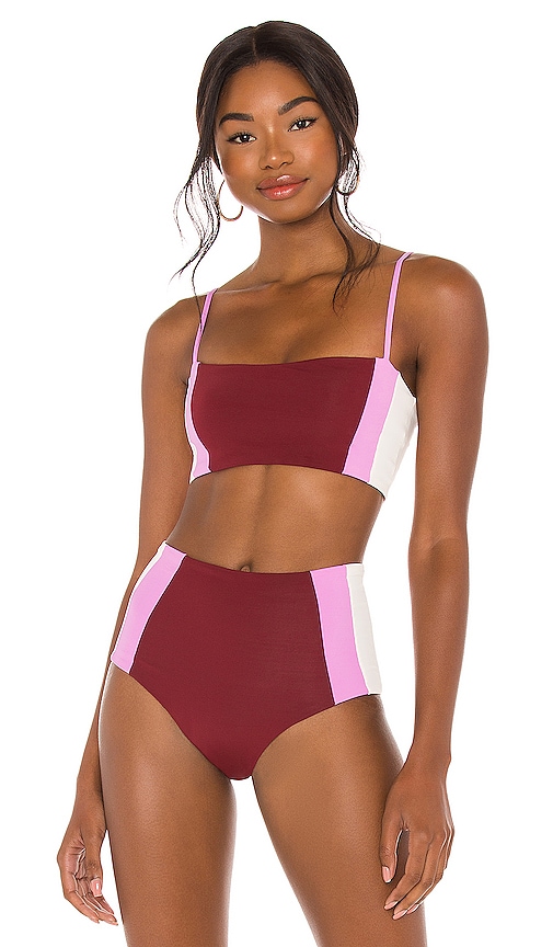 LSPACE Rebel Heart Bikini Top in Sangria, Rosebud & Cream