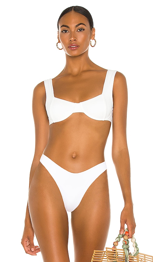 vitamin A Moss Adjustable Side String Bikini Bottom in White EcoRib