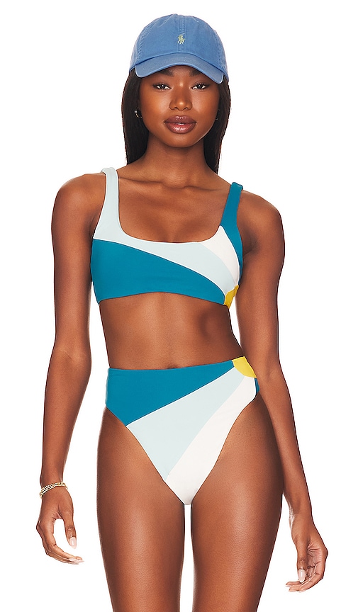 Shop L*space Lizzie Sunburst Bikini Top In Mediterranean  Pool  Cream  & Marigold