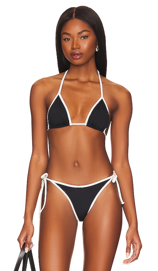 Nico Monogram Bikini Top Black/White