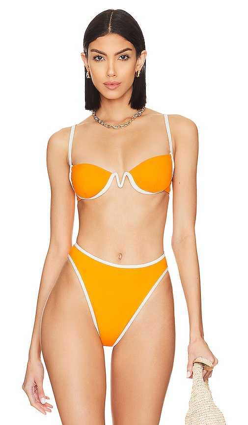 L*space Nico Bikini Top In Mango & Cream