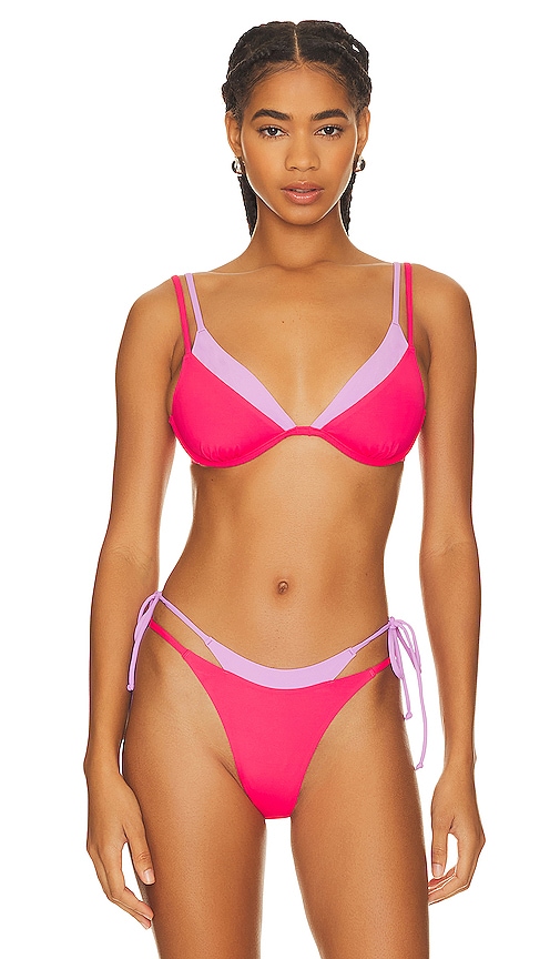 LSPACE Seam-free Fused Zendaya Bikini Top in Hot Cherry & Jewel
