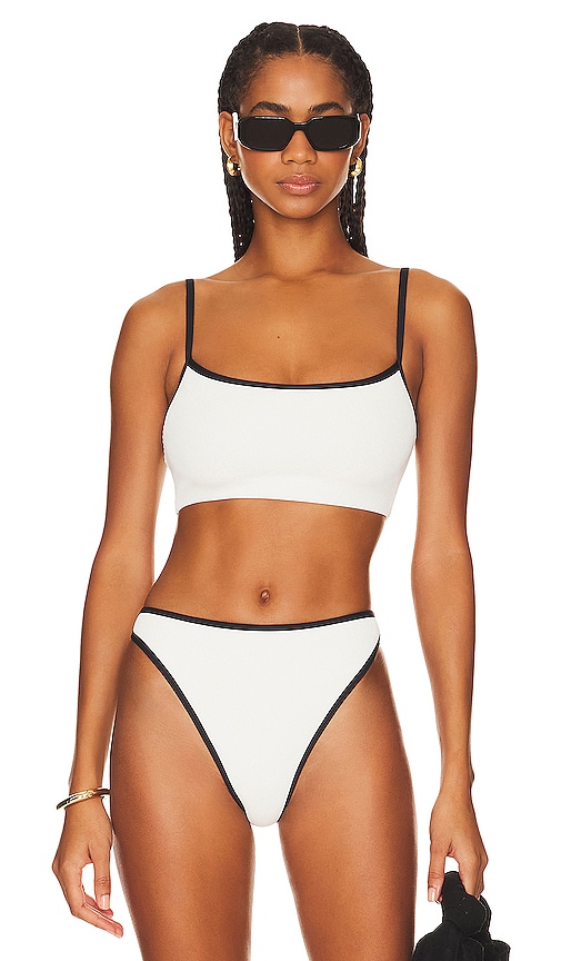 Shop L*space Adalyn Bikini Top In Cream & Black